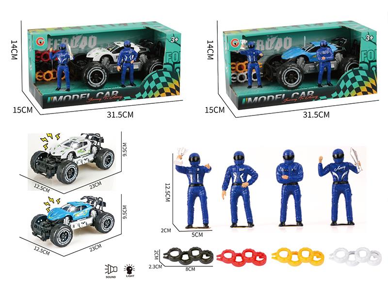 Friction Large Size Off-Road Sports Car With Light + Racing Driver + Tire