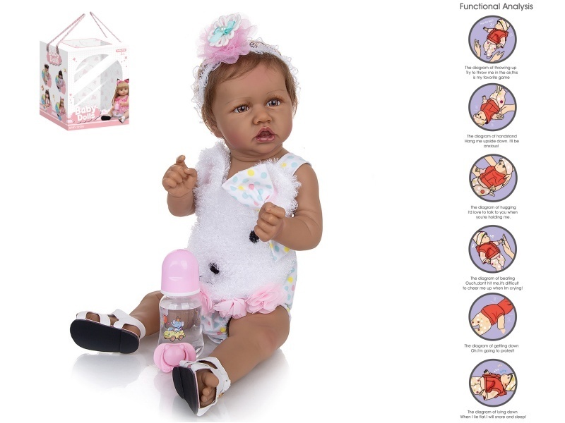 58Cm Rebirth Doll High-Fidelity Baby Doll (Ordinary Pp Car Hair) With A Milk Bottle, Magnetic Pacifier, Diaper, Birth Card, And Gravity Sensing Sound Function