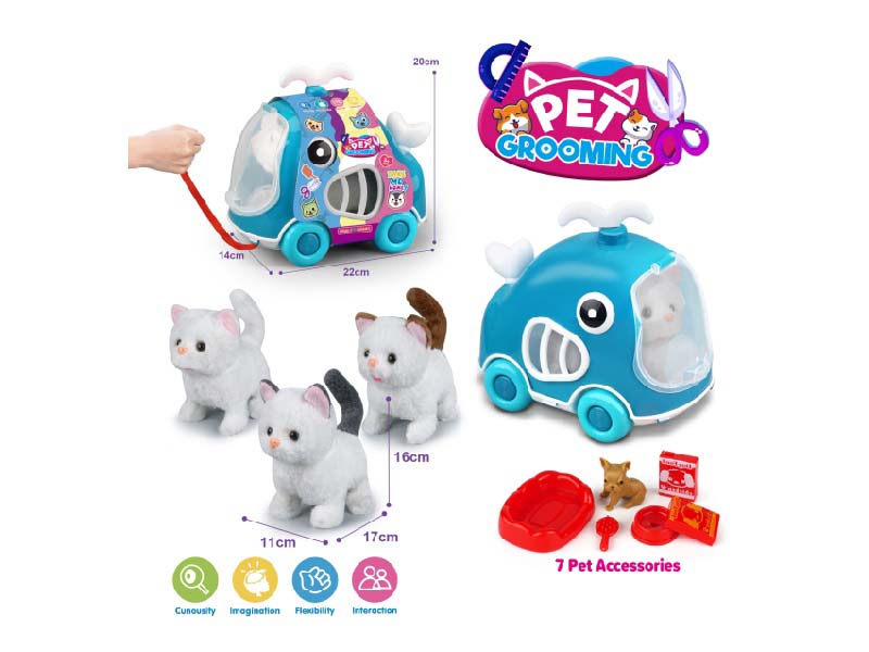 Whale Leash Car + B/O Plush Cat + Accessories