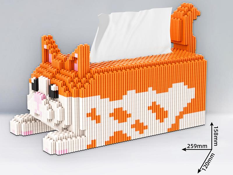 Orange Cat Tissue Box Building Blocks 3526+pcs