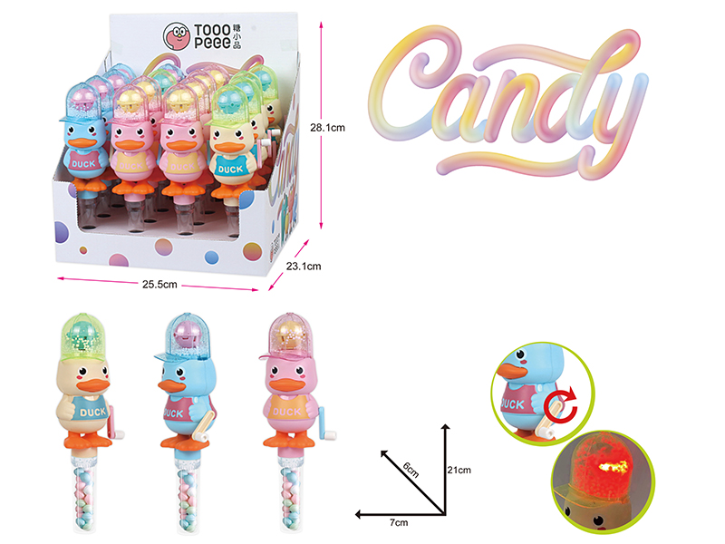 Hand-Cranked Duck(With Lights) Candy Toys 16pcs