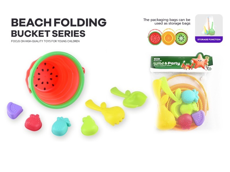 7Pcs Mini Folding Fruit Bucket 3Asst