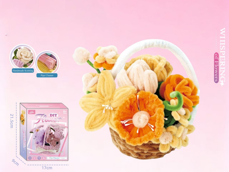 Warm Yellow Velvet Flower Diy Twisty Stick Flower Basket