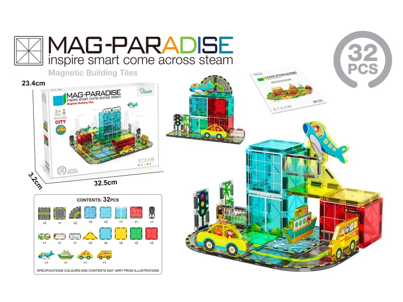 32 Pcs City – Magnetic Tiles