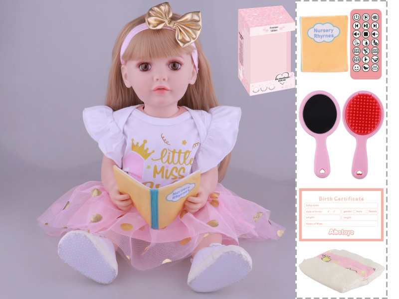 22-Inch Bionic Smart Rebirth Doll, Capable Of Bionic Shaking Of The Head, Raising Of The Hand, Mouth Movement To Speak, Intelligent Dialogue, Recording, Imitating The Tongue, Oral Skills, Dance Music