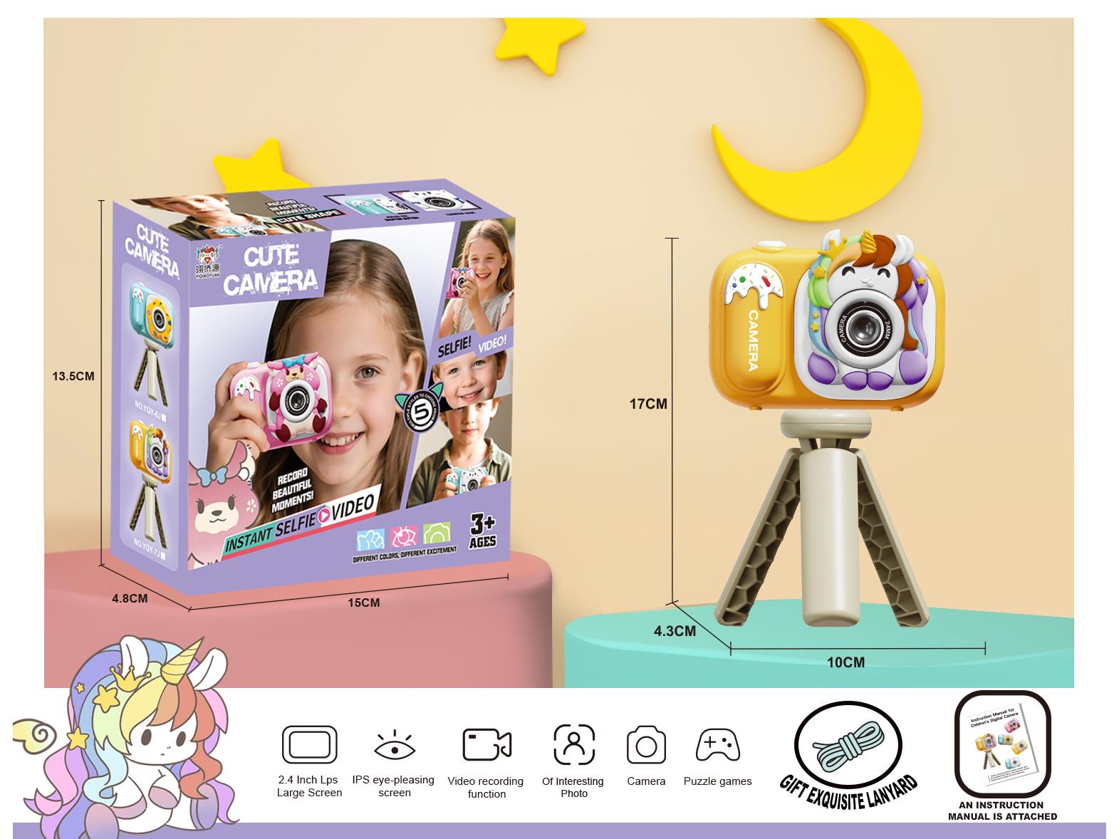 Children'S Camera Can Take Photos, Record Videos And Play Games (In  Shape Of A Unicorn)