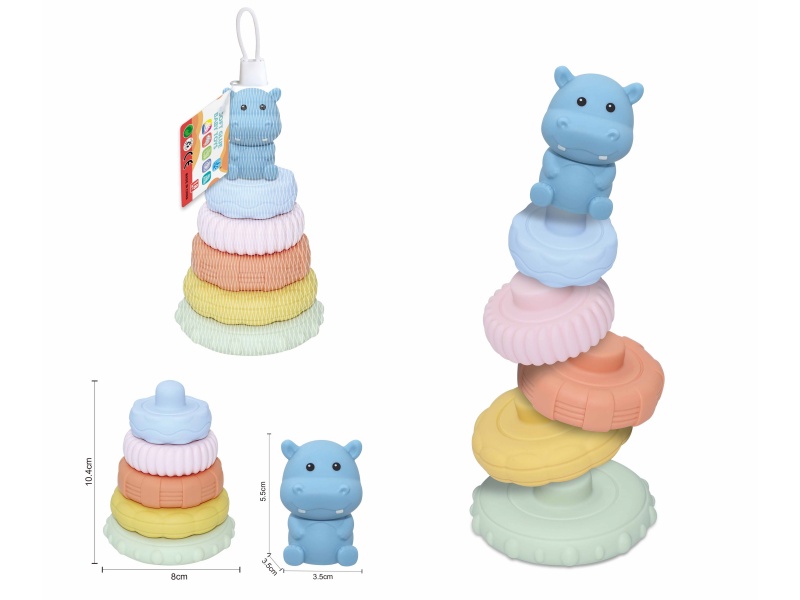 Soft Plastic Animal Stacking Toy(Hippo) 6pcs
