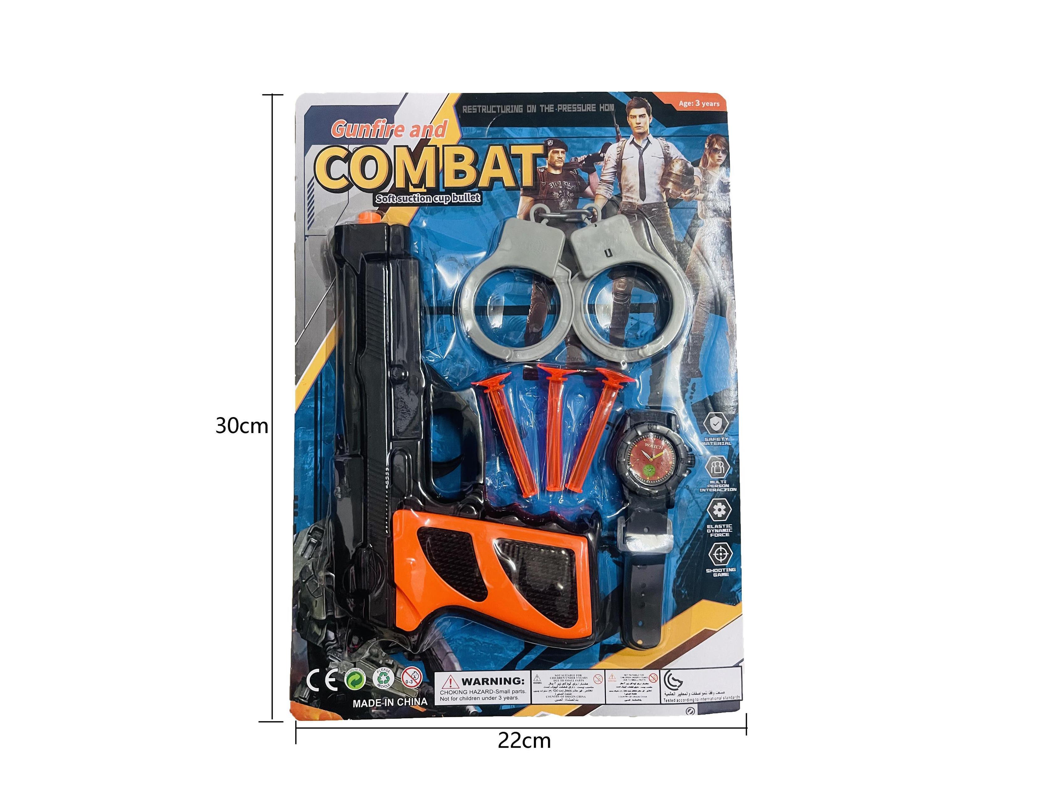Patch 54 Police Suit Watch + Handcuffs Soft Bullet Gun