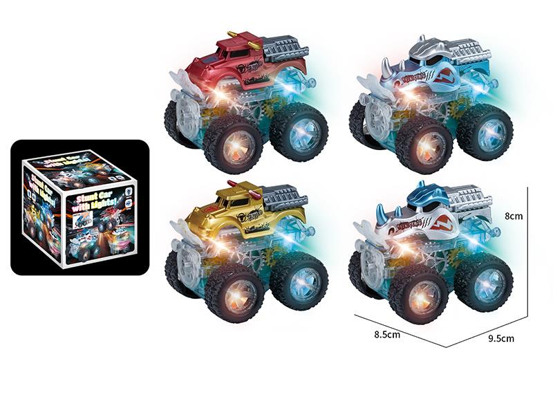 Dual Friction Stunt Gear Monster Car With Lights 1pcs