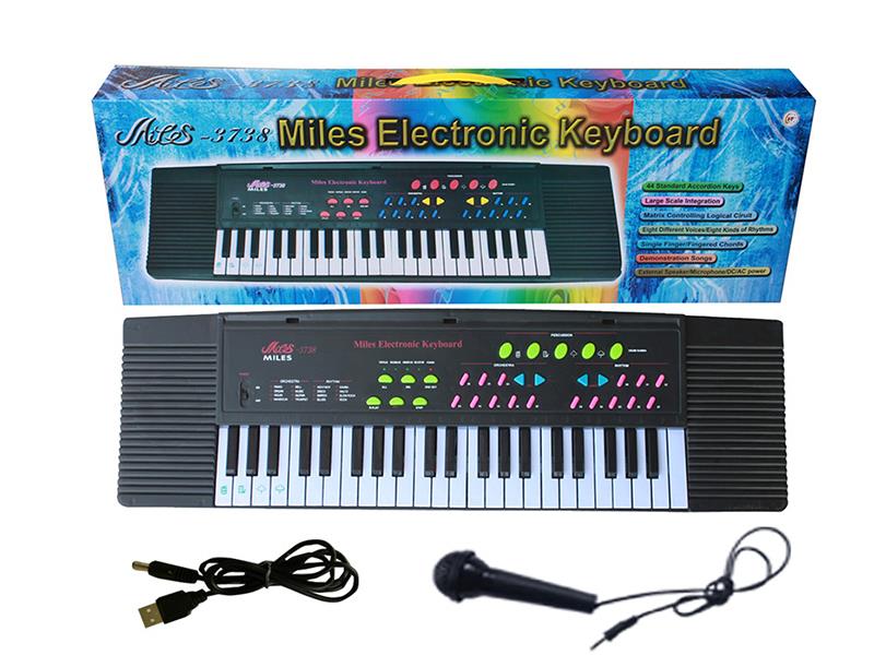 44 Keys Dual Speaker Electronic Organ(Black, With USB, Microphone)