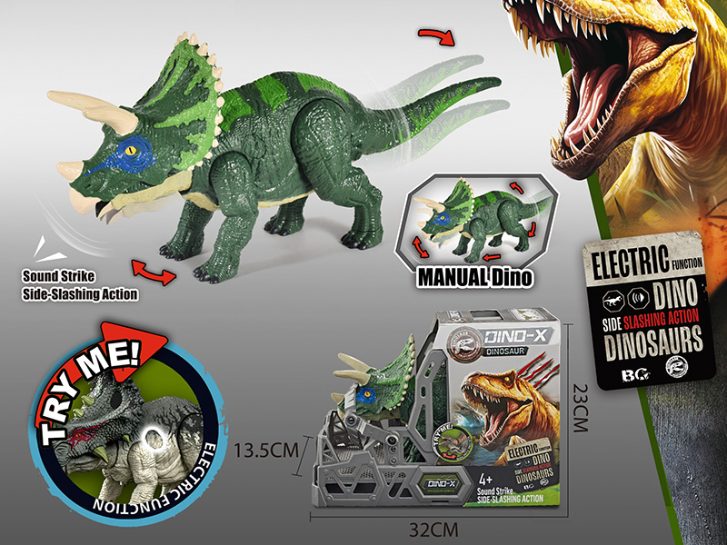 Manual Triceratops Toy With Action, Sound And Lights