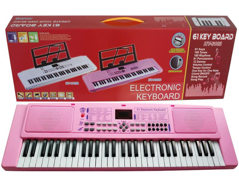 61 Keys Dual Speaker Digital Electronic Organ(Pink, With USB, Microphone)