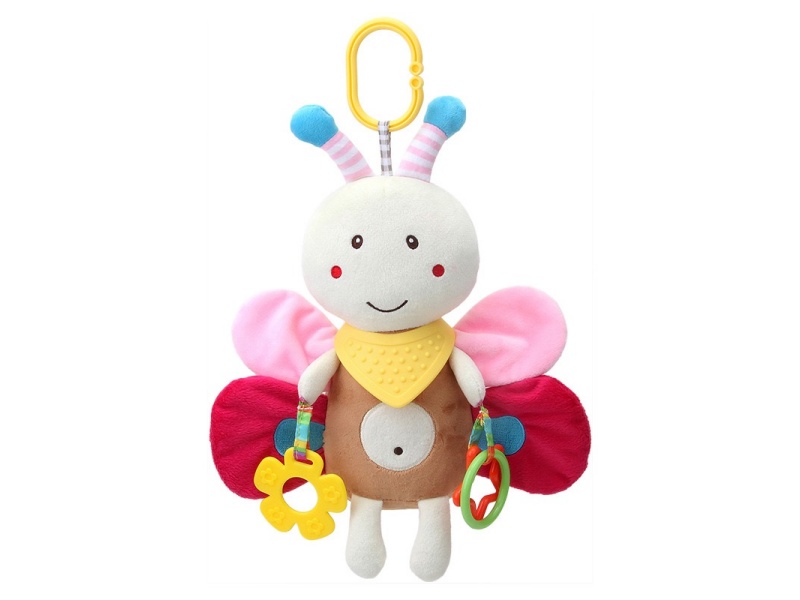 Bee Baby Teething Neck, Pull Ring, Bell Plush Pendant