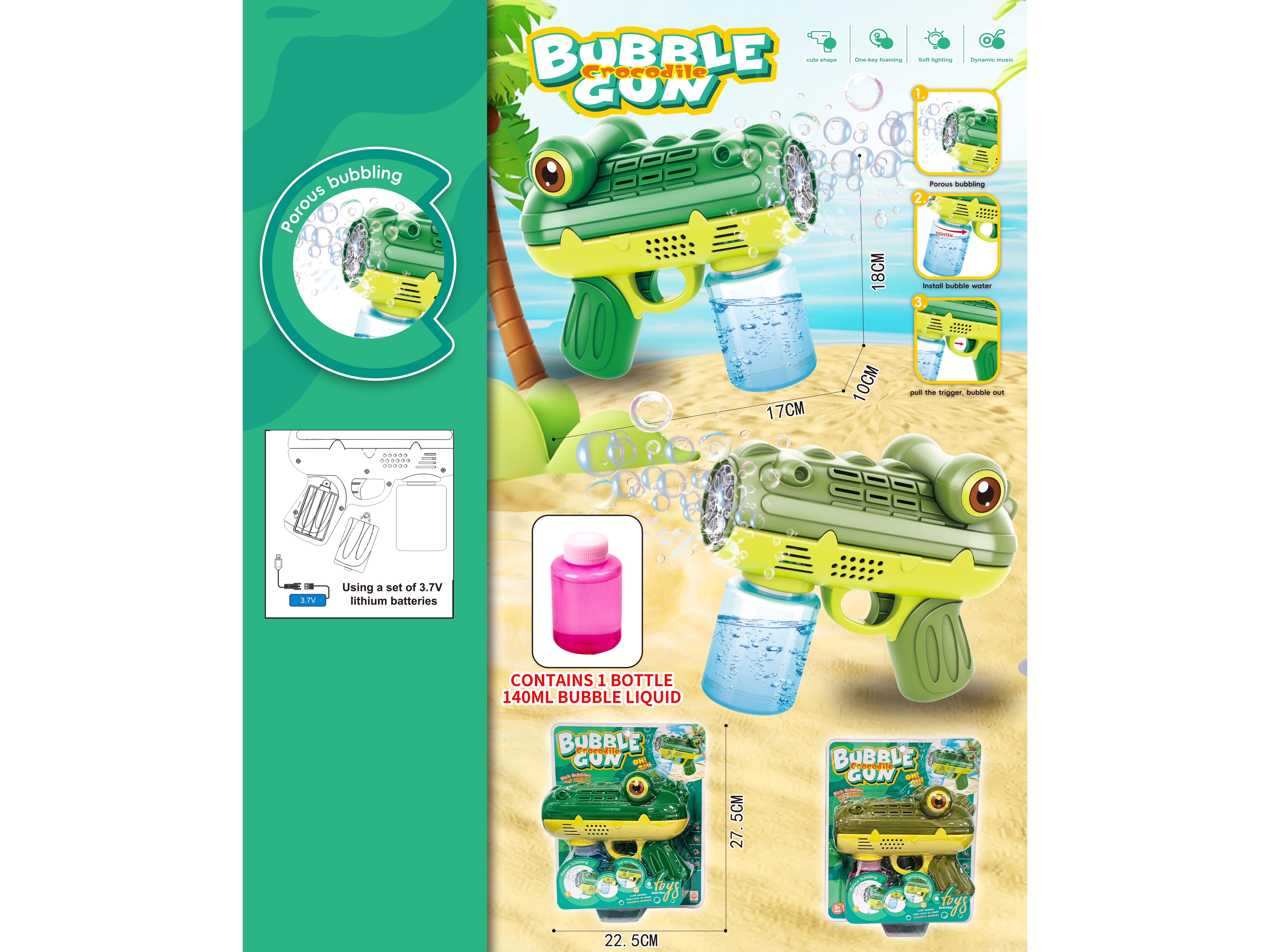 Crocodile Bubble Gun Rechargeable Model (500Mah 3.7V Battery Included)