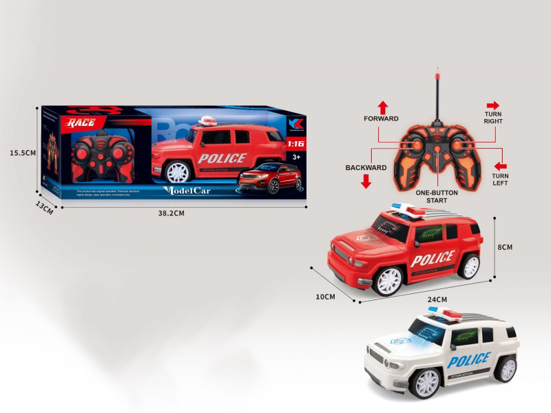 1:16 Toyota Off-Road 5CH Remote Control Police Car Body Without Battery Included: With 3D Light Remote Control And Glow