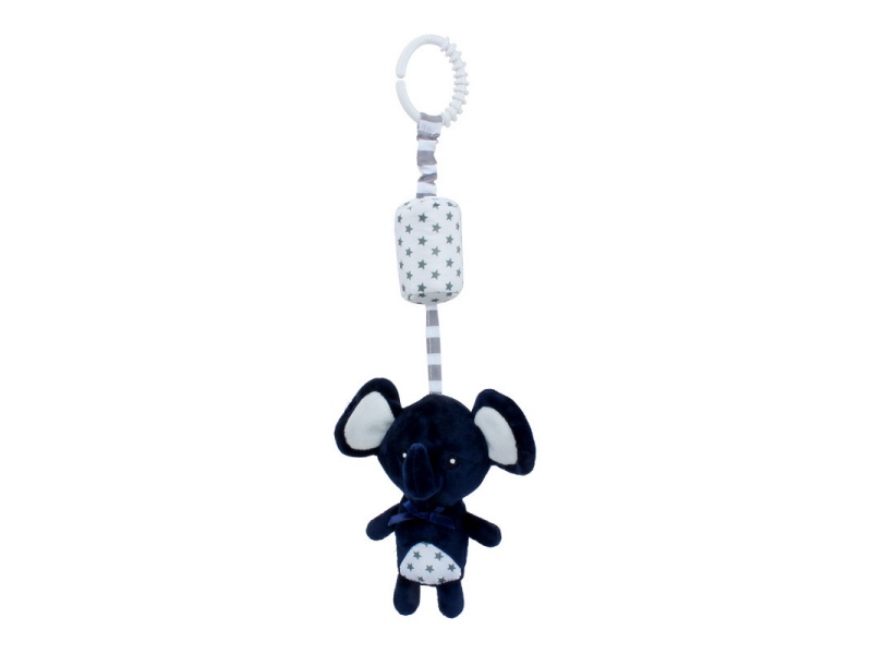 Blue Elephant Baby Soothing Bell Plush Pendant