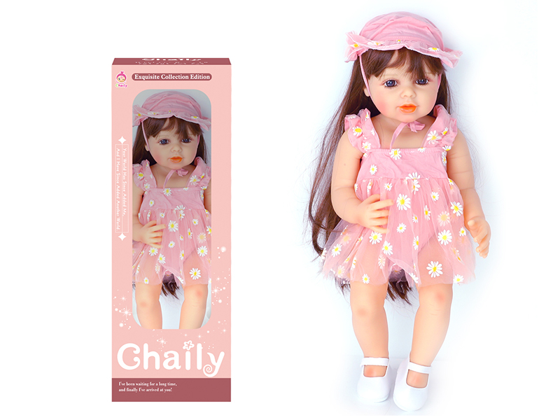55CM Soft Glue High Simulation Baby Doll(Wig Sheath)With Diaper, Birth Card, Hat