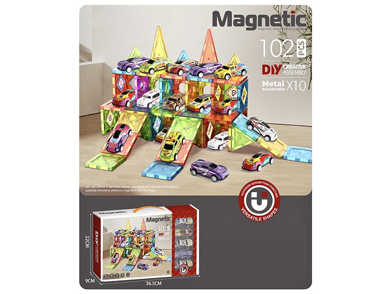 Magnetic Sheet Parking Lot 102Pcs (10 Metal Rebound Cars)