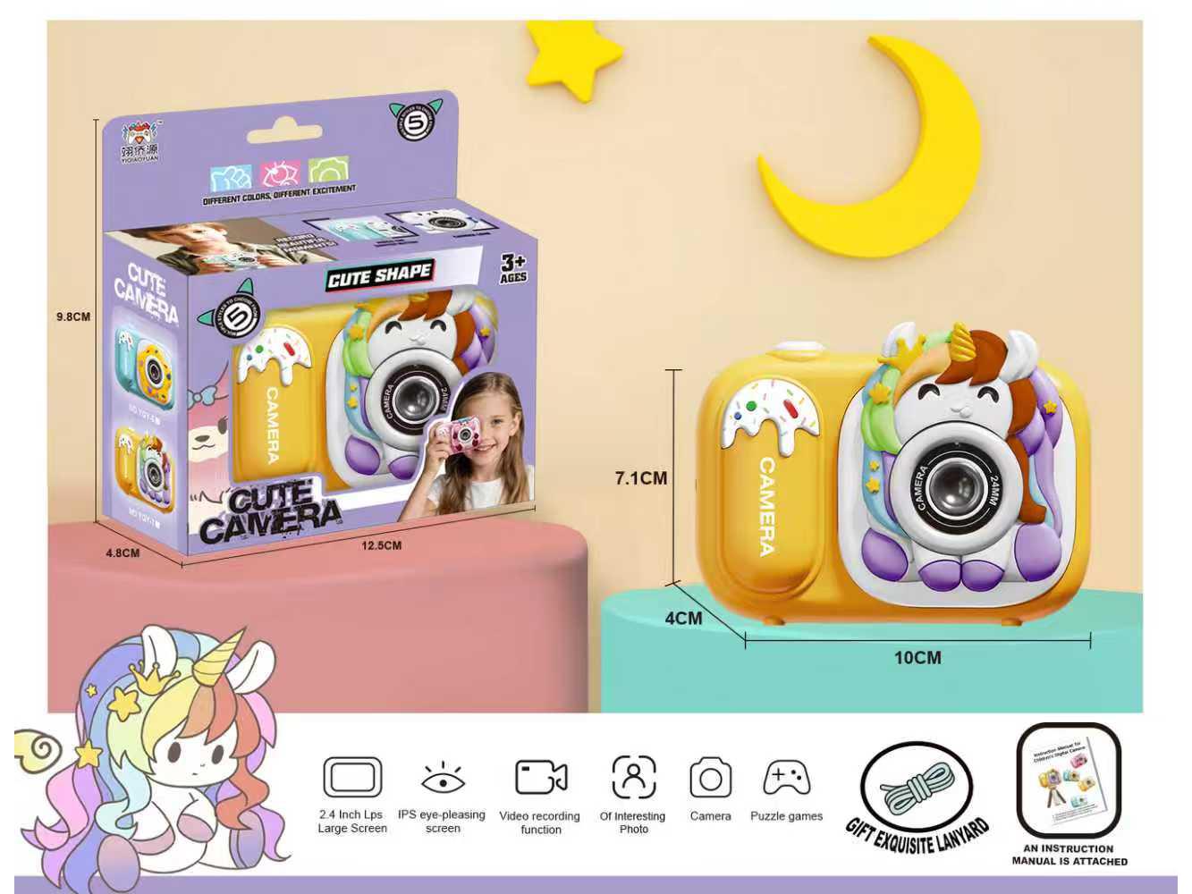 Children'S Camera Can Take Photos, Record Videos And Play Games (In  Shape Of A Unicorn)