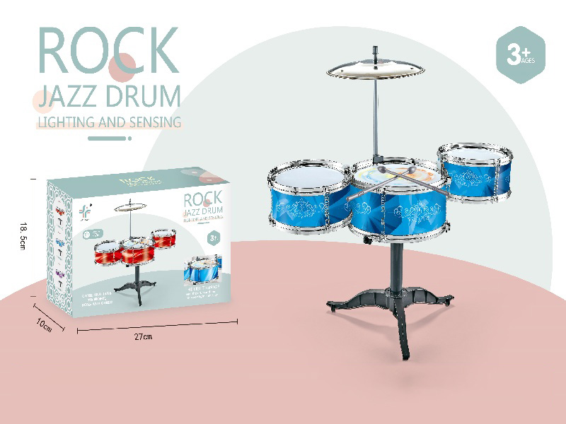 Gemstone Blue Small Three Drum Children'S Jazz Drum/One Lamp With Electricity