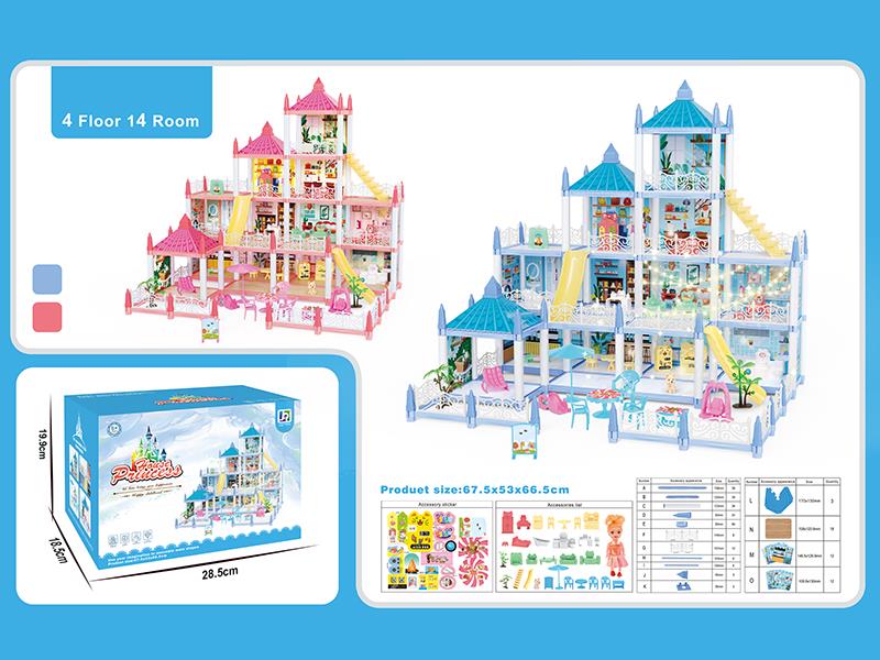 DIY Villa Toy(4 Floor 14 Room, No Lights)