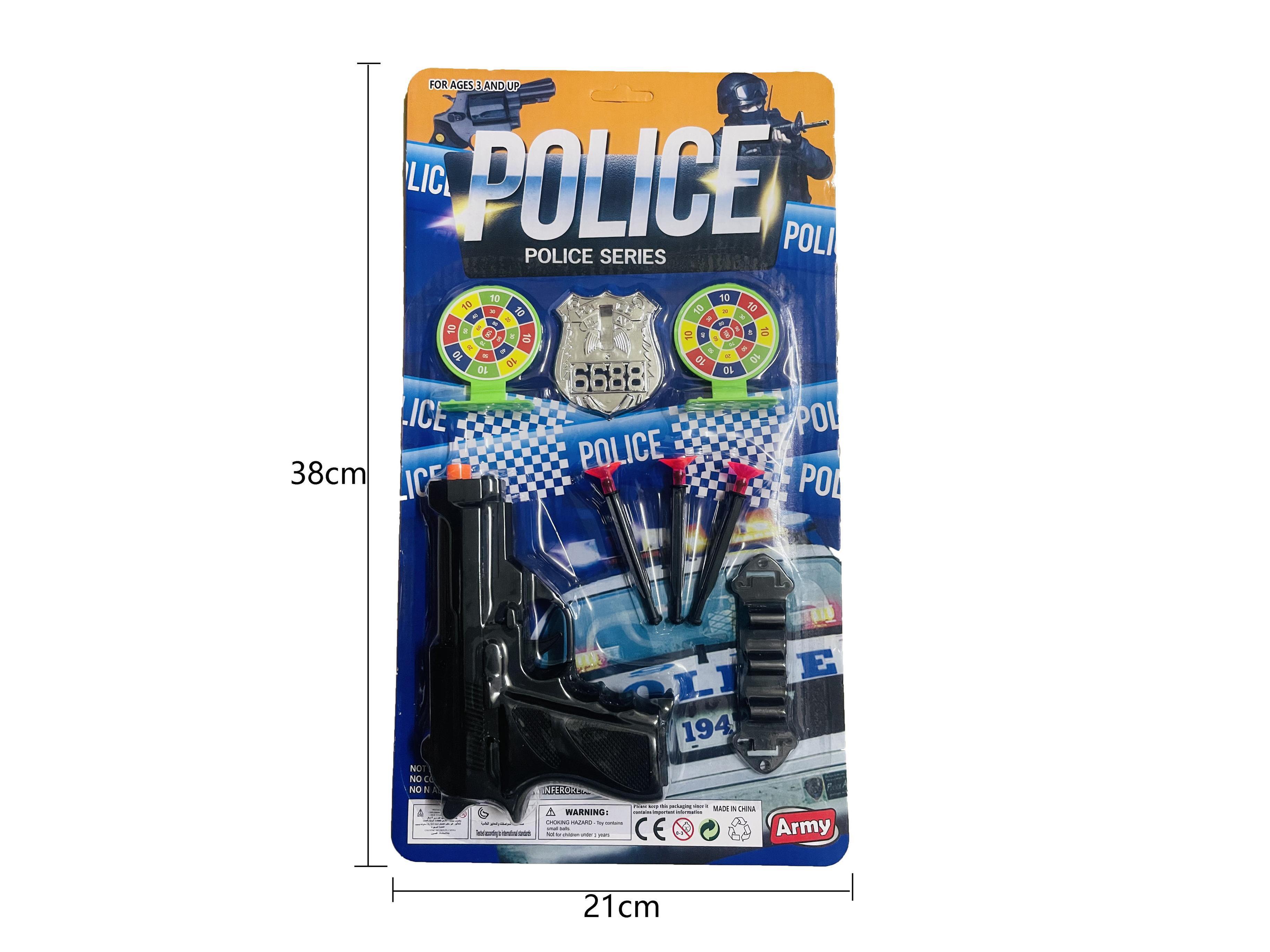 Little 54 Police Officer With A Circular Target And A Black Needle Gun With Police Emblem