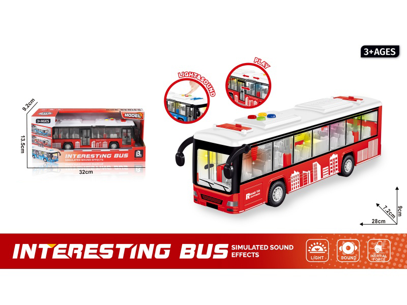 Sound And Light Inertial Openable Single-Decker Bus - Red (Battery Not Included :3*Aaa)