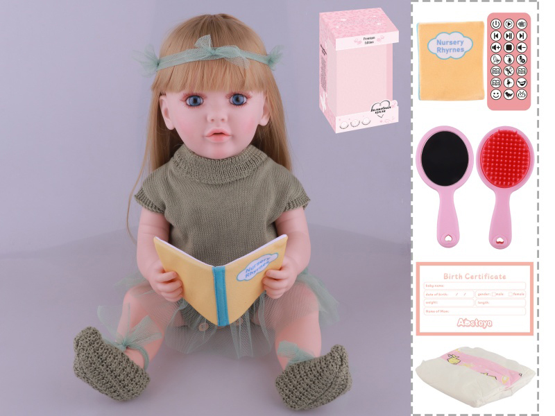22-Inch Bionic Smart Rebirth Doll, Capable Of Bionic Shaking Of The Head, Raising Of The Hand, Mouth Movement To Speak, Intelligent Dialogue, Recording, Imitating The Tongue, Oral Skills, Dance Music