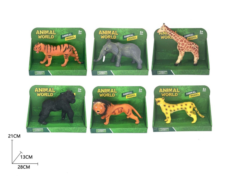 A Mixed Pack Of 6 Types Of Single Wild Animals With Rubber Coating