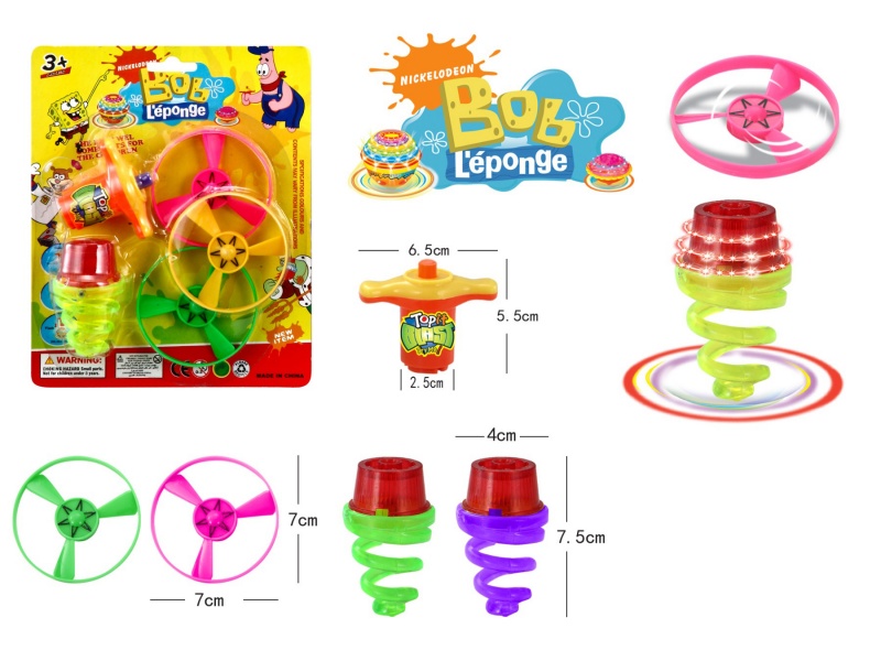 Windup Top Toy With Light Plus Spin Combination