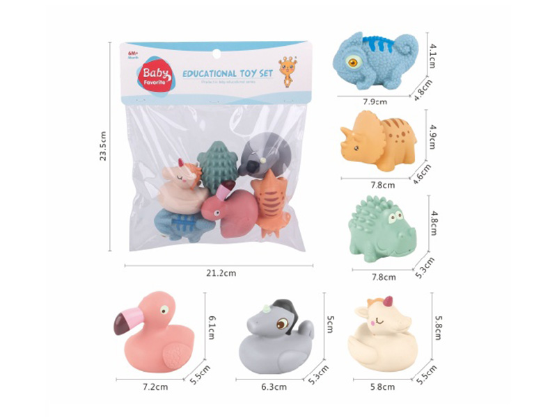 Vinyl Toy Spray Water Animals(Morandi Color)6pcs