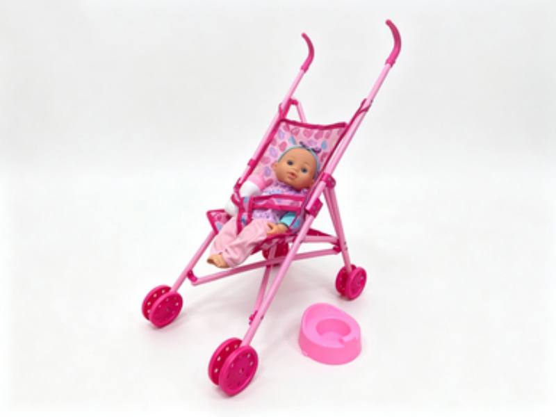 A Plastic Baby Stroller With A 14-Inch Ic Urinating Doll