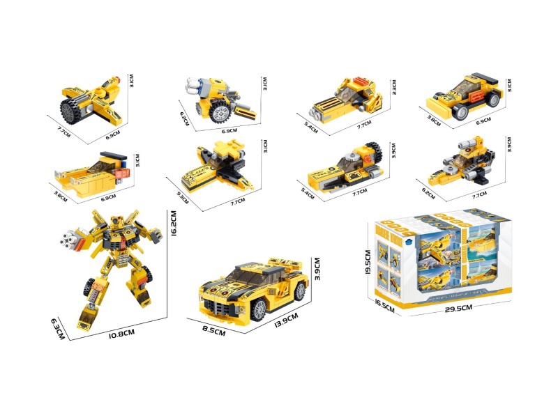 DIY Building Blocks - Bumblebee Warrior 8 In 2(10 Different Shapes)