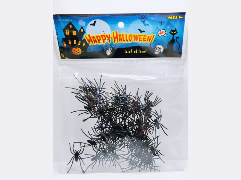 Halloween Soft Glue Spider, 60Pcs