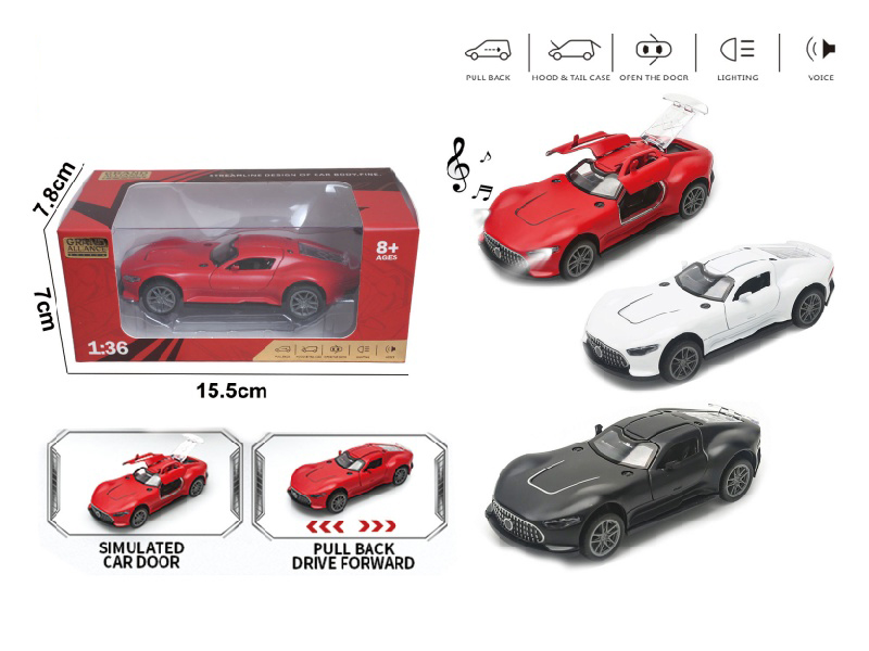 1:36 Huili Alloy Car Model - Mercedes-Benz Gt With Lights And Music (3-Color Mixed Outfit)
