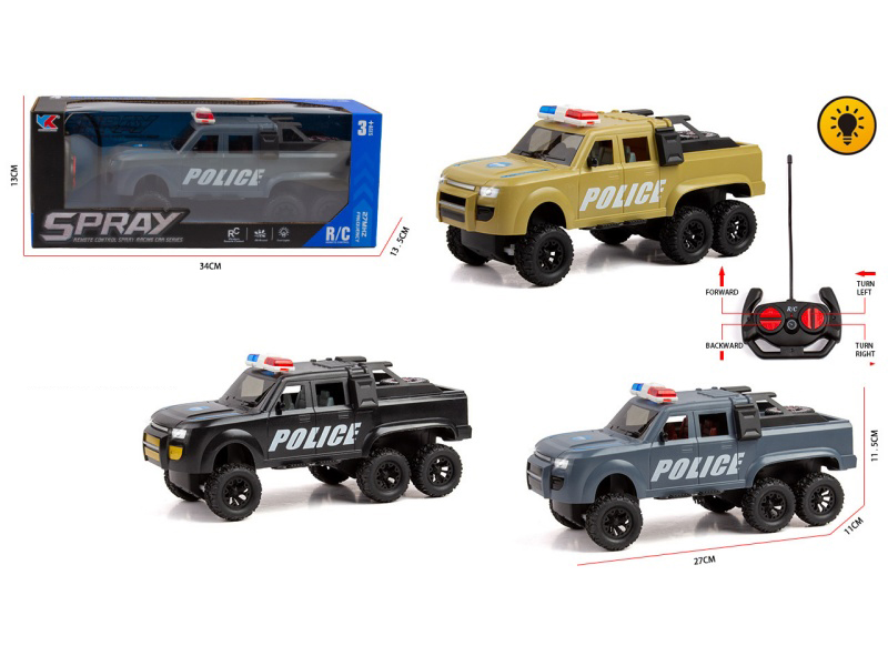 1:16 Six-Wheel Land Rover Off-Road Pickup Truck 4CH: With Lights, Spare Tire, Remote Control, Police Car, No Power Included