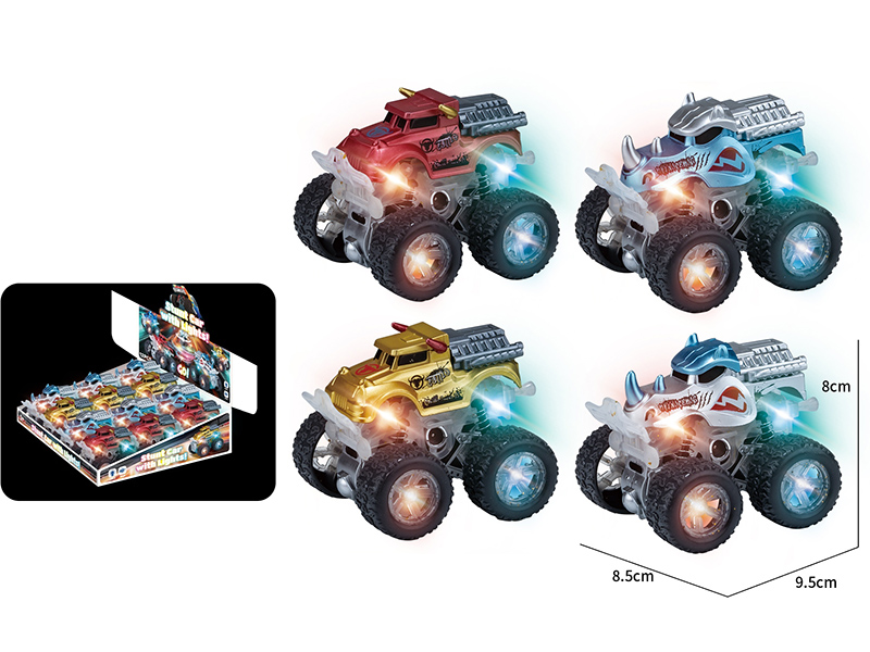 Dual Friction Stunt Monster Car With Lights 12pcs