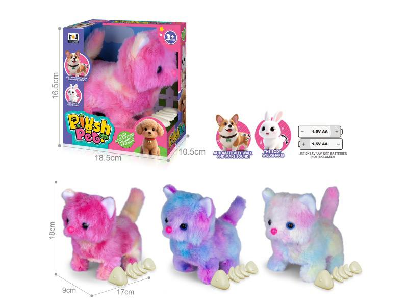 B/O Plush Pet Cat + Fishbone