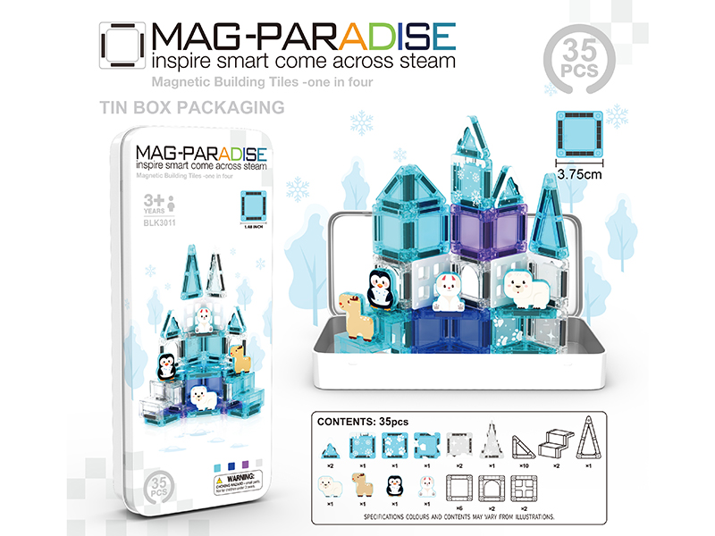 3.75cm Snow Animals Magnetic Building Blocks 35pcs