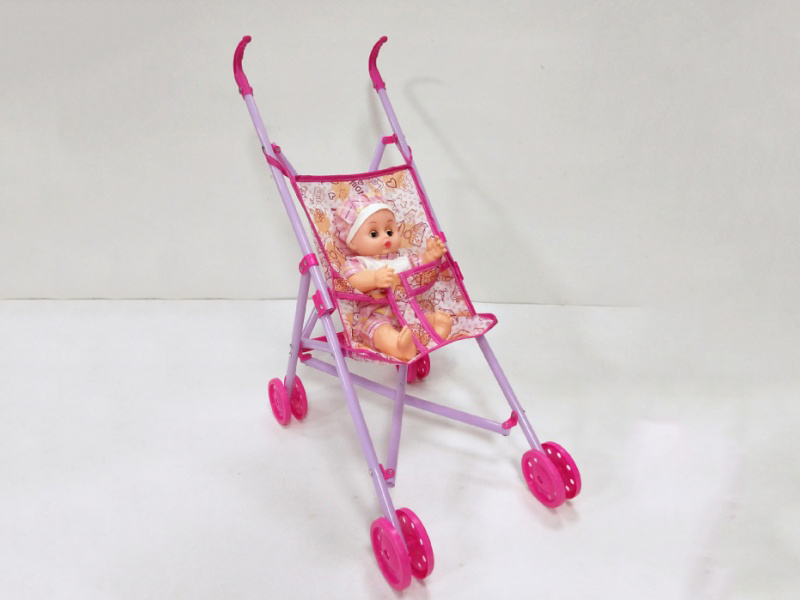 Plastic Baby Strollers With 12-Inch Dolls