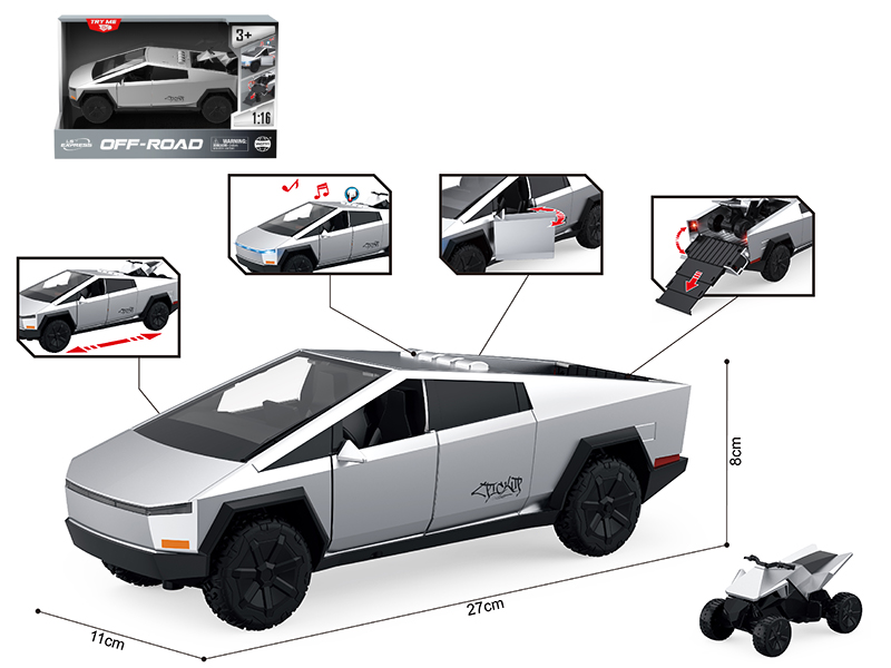 1:16 Tesla Friction Car(Sound And Lights, Can Open The Door, With Small Motorcycle)
