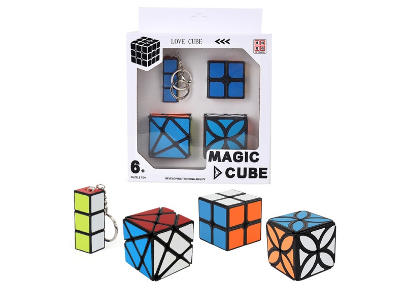 Transformers + 2X2 Rubik'S Cube + Four-Leaf Clover Rubik'S Cube (All Three Pieces Are Stickers /Uv Printed) + 1X2 Rubik'S Cube With Keychain (Uv Printed)