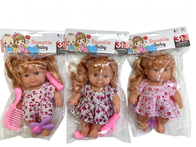 8-Inch Vinyl Figurine Girl'S Floral Dress With Single-Color Hair