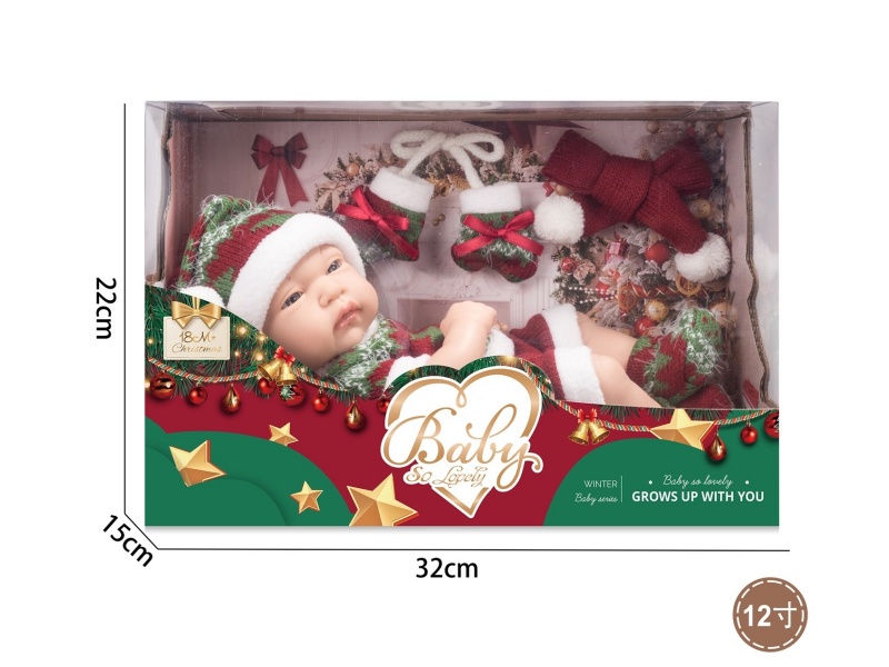 12-Inch Christmas Style Newborn Baby Scarf/Gloves