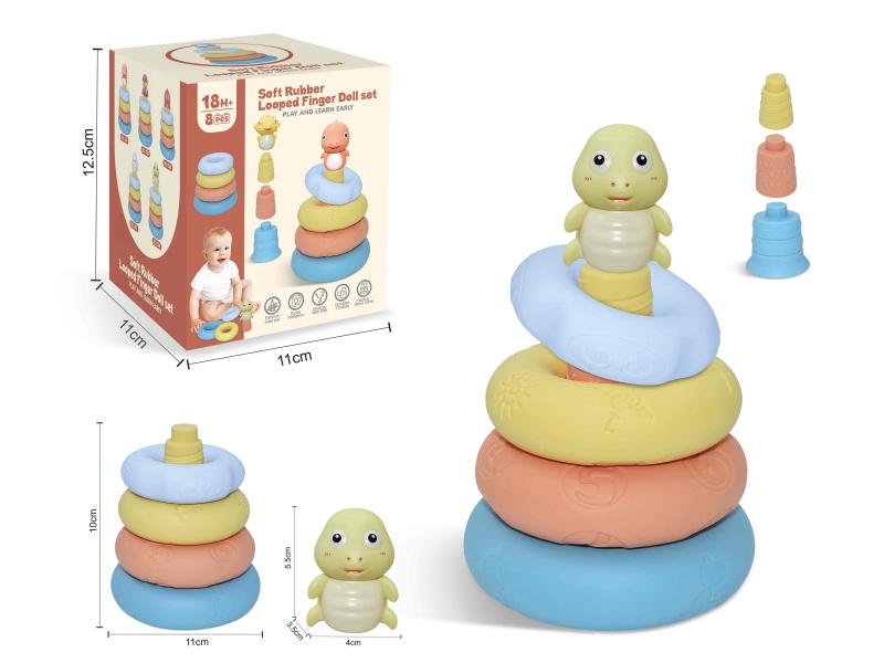Soft Rubber Stacking Ring Finger Doll Set(Sea Animal) 8PCS
