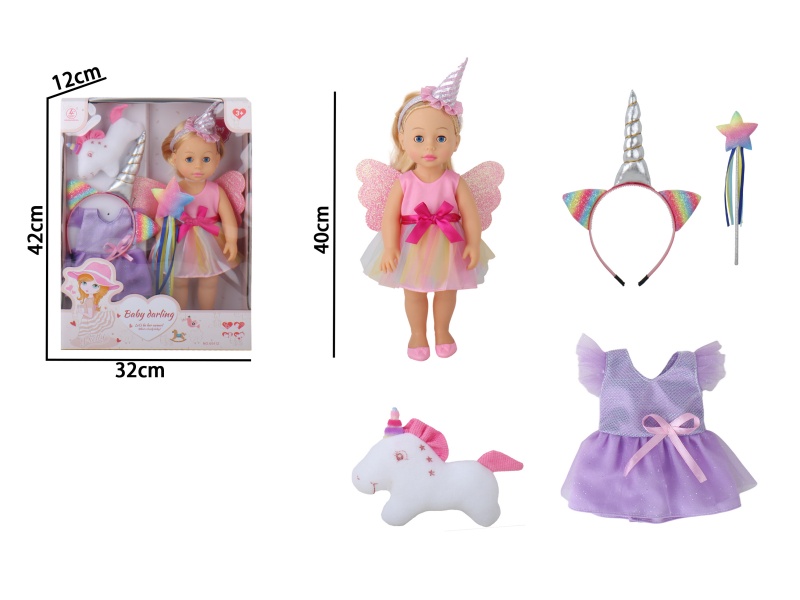 16-Inch Full-Body Rubber Doll (Without Ic, No Gender Features) Unicorn Girl Accessory