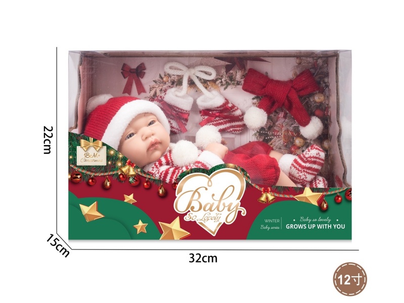 12-Inch Christmas Style Newborn Baby Scarf/Gloves