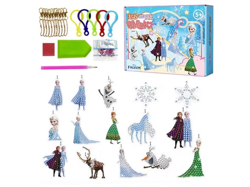 Frozen Elsa - Cross-Border 5D Diy Handmade Diamond Painting Keychain - Acrylic Diamond Painting Pendant / Large Diamond Pendant Sk Gift Box Set