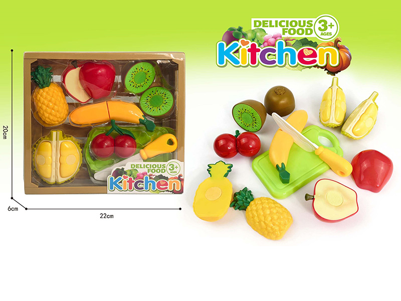 Simulation Wooden Box Cutting Fruits Set