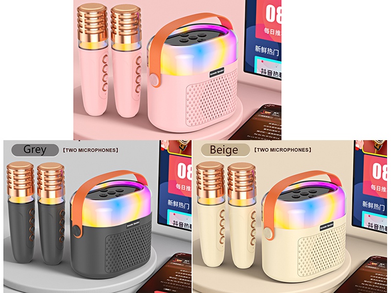Wireless Bluetooth Microphone Karaoke Speaker(Double Microphone)